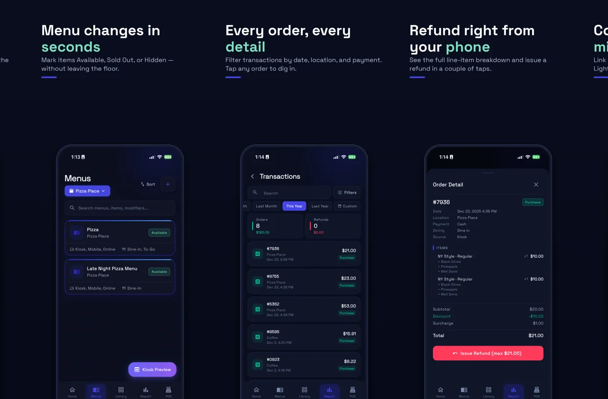 INFI Connect mobile operator app screens