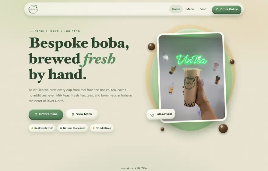 A restaurant website built with INFI Sites