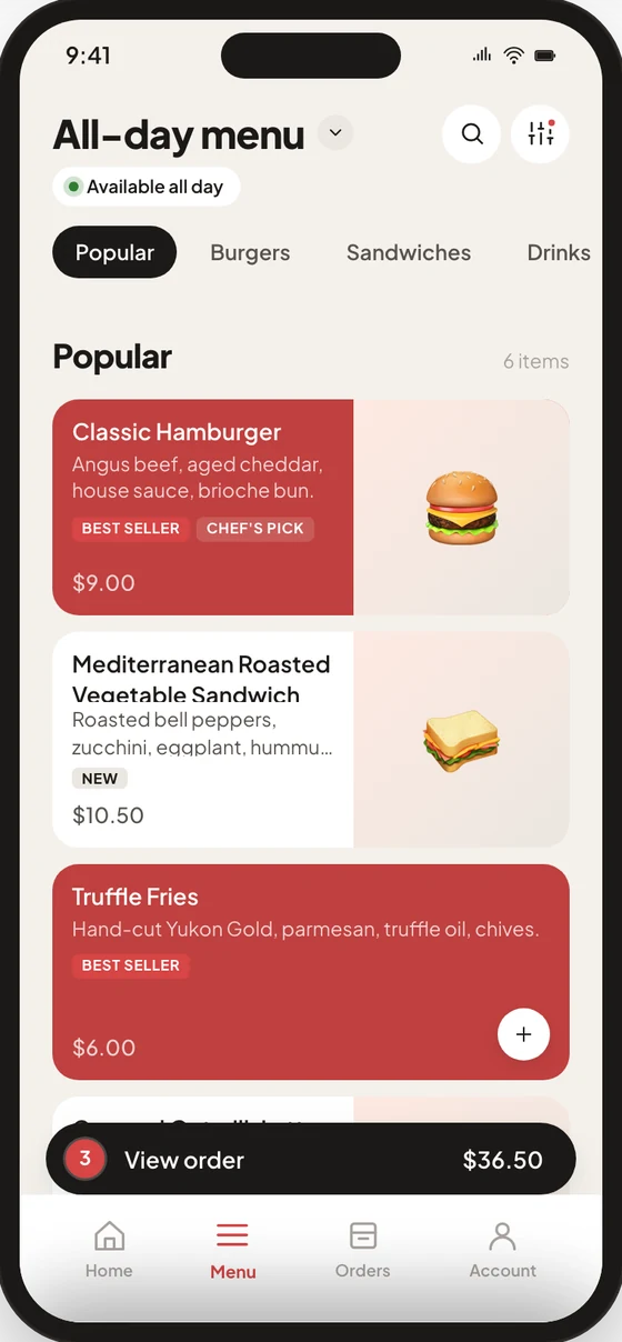 INFI Pizzerias interface — $0 commission