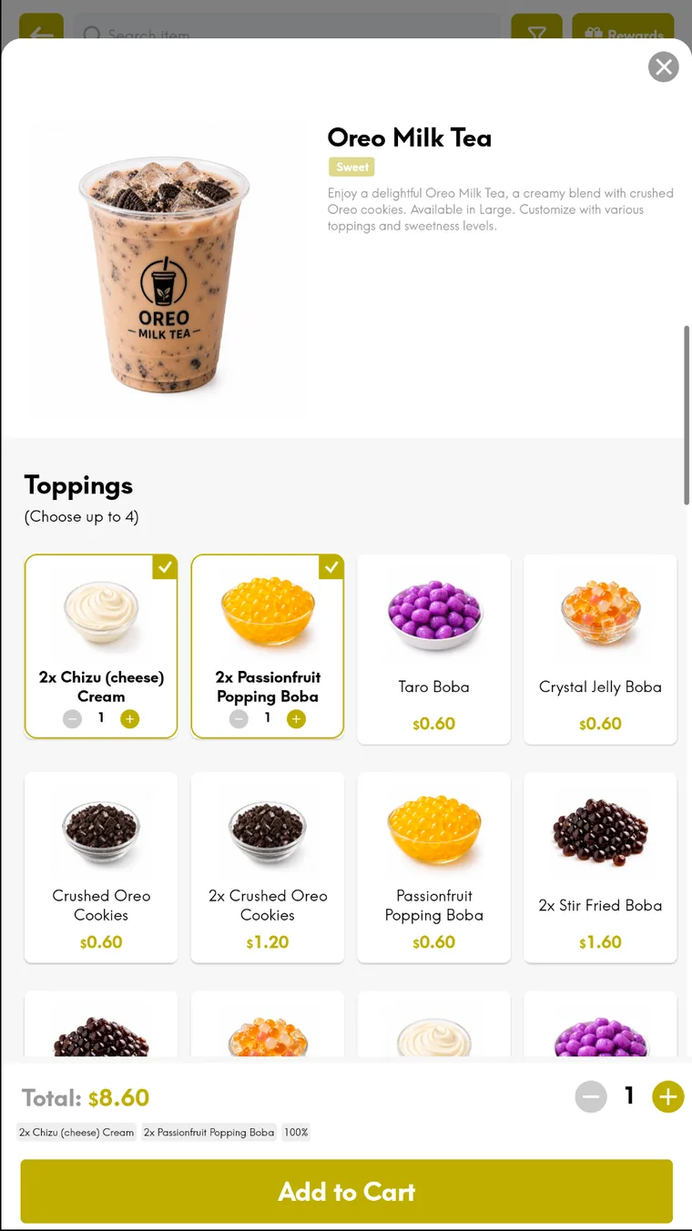 INFI mobile order — boba
